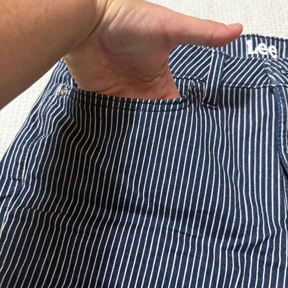 Lee Regular Fit MidRise Navy Blue & White Striped Shorts - Picture 6 of 6